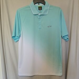 Gerg Norman Aqua, white Ombre Golf Polo Shirt